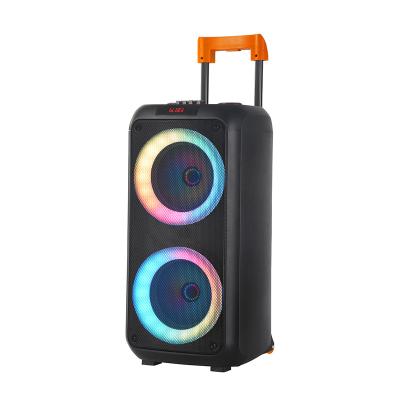 China Factory Price Dual 8 Inch Outdoor Bass Sound Box LED Flashing Light Karaoke Speaker Rechargeable Portable BT Subwoofer Big With EQ for sale