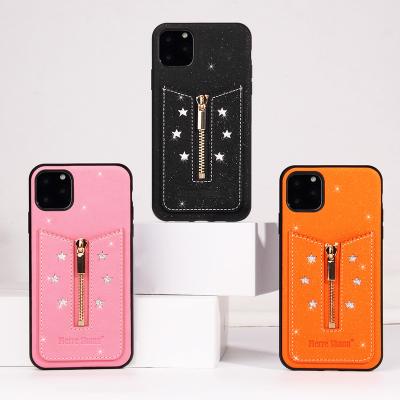 China Wholesale Price Shockproof PU Leather Phone Case For iPhone 13 Pro Max 12 Pro With Card Slot And Zipper for sale