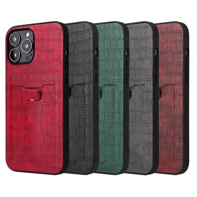 China Hot Selling Shockproof Crocodile Amazon PU Leather Case For iPhone 13 Pro Max Cover Case With Card Slot for sale