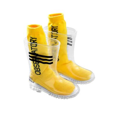 China Lightweight Kids Rain Boots PVC Transparent Stylish Deodorant Non-slip Rain Boot No Socks for sale