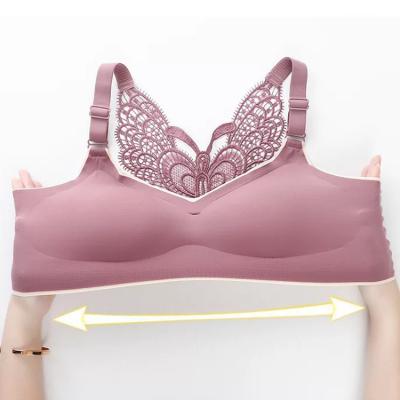 China Breathable high quality sexy lace hollow out back to lift to gather comfortable wire free bra for sale