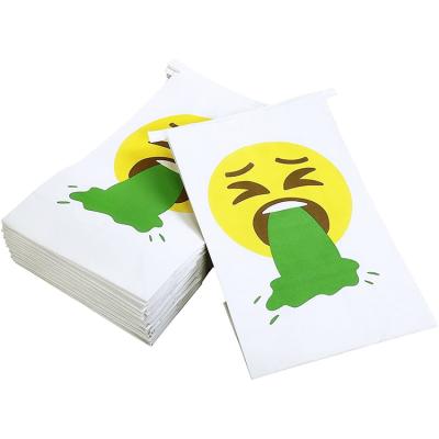 China Disposable Custom Logo Printing White Disposable Biodegradable Air Sickness Vomit Bag For Travel for sale