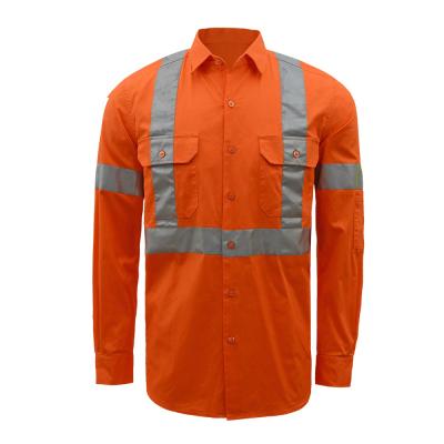 China Custom Printed Reflective Workwear Hi Vis Shirt Multi Scene Application Men Uniform Drill Safety Shirt for sale