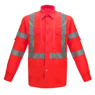 China Multiple Scenes Application Wholesale ANSI Class 3 Long Sleeves Fluorescent Yellow Work Safety Shirts for sale