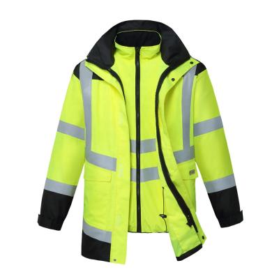 China Wholesale High Visibility Water Proof 4-in-1 Safety Jacket Construction Safety Waterproof Jackets For Men for sale