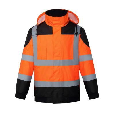 China Water Proof Zipper Night Vision Hi Vis Waterproof Traffic Thermal Safety Winter Work Reflective Jacket for sale