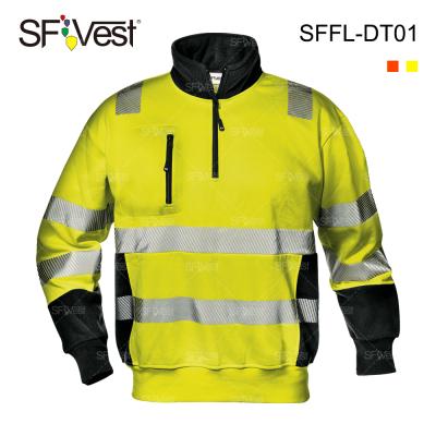 China 55% cotton fabric and 45% polyester plush fabric wholesale winter high visibility cotton and polyester custom man safety outdoor sweatshirts for sale