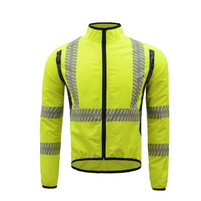 China High Visibility Hi Safety Clothing Fabric Sports Viz Cycling Mens Wind Breaker Custom Reflective Jacket for sale