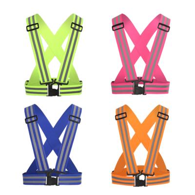 China Water Proof Adjustable Elastic Running Safty Reflective Vest Walking Cycling Jogging Recycling Safety Belt for sale