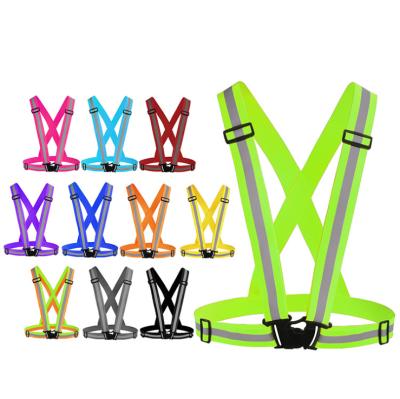 China Water Proof High Quality Visibility Customized Logo Adjustable Walking Elastic Flexible Reflective Flashing Running Suspenders for sale