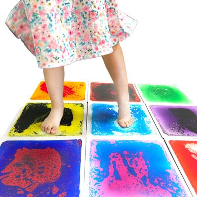 China PVC Eco-Friendly Dynamic Sensory Color Touch Flooring Sensory Tactile Mat Tiles Liquid For Kindergarten Educational Study for sale