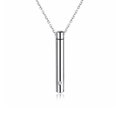 China FASHIONABLE Custom Waterproof Cremation Ashes Stainless Steel Cylinder Pendant Necklace for sale