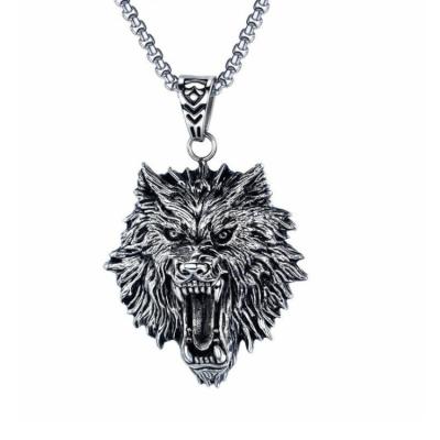 China FASHIONABLE Mens Vintage Stainless Steel Viking Necklace Hiphop Fashion Wolf Necklace for sale