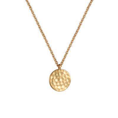 China Retro Fashionable High Quality Personalized Antique Brass Tasty Round Disc 18k Gold Coin Pendant Necklace For Women for sale