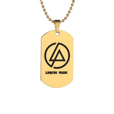 China Fashionable Hot Selling Linkin Park Personalized Customized Gold Plated Dog Tags Stainless Steel Collar for sale