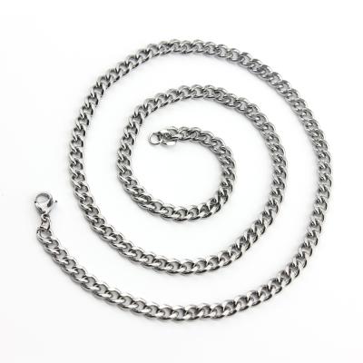 China FASHIONABLE Hot Selling Custom 5MM Stainless Steel Curb Chain Silvery Wide Necklace for sale