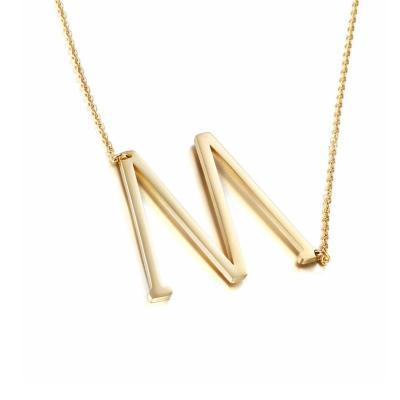 China Wholesale FASHIONABLE Initial Letter M Pendant Necklace 18K Gold Plating Stainless Steel for sale