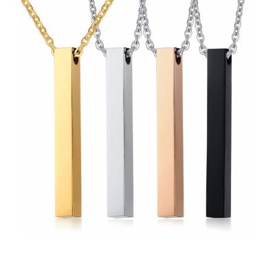 China Fashionable Hot Selling Inspired Custom Engraving Stainless Steel Vertical Bar Necklace for sale