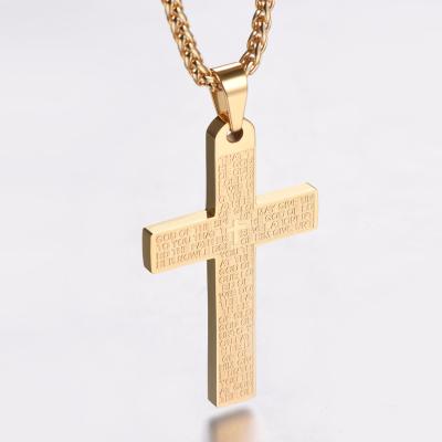 China CLASSIC Fashion Gold Plating Jesus Cross Stainless Steel Couple Necklace Pendant for sale