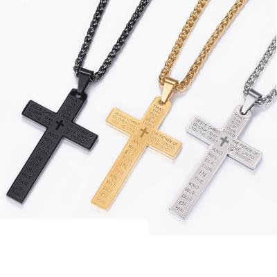 China Newcomer Stainless Steel Bible Cross Pendant Religion Cross Scripture Necklace Pendant for sale