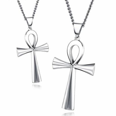 China Religious Celtic Anka Cross Necklace Pendant from Crystal Jesus Crucifix 316l Stainless Steel Chrome for sale