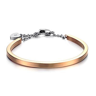 China FASHIONABLE Wholesale Shiny Bracelets Stainless Steel Bangle Jewelry Women Gold Color Cuff Bangle for sale