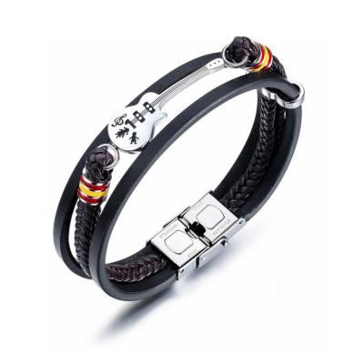 China Fashion Punk Cool Mens Multi Layer Leather Bracelet for sale