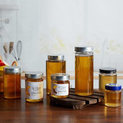 China Factory Produced High Quality Empty Clear Round Glass FOOD GRADE Food Grade Honey Jar for sale