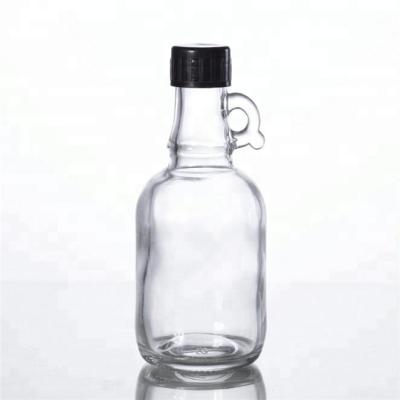 China Wholesale Food Clear 500ml 375ml 250ml Maple Syrup Glass Bottle With Black Screw Lid for sale