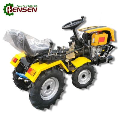 China OEM Motor Diesel Mini Tractor 12HP Pequenos tratores agrícolas com assento e ceifeira à venda