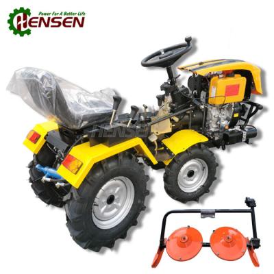 China 4F+2R 8F+4F Small 4 Wheel Drive Tractors With 2 Disc Mower Yellow Black for sale