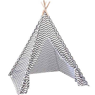 China High Quality Toy Portable Children Tipi Tents Soft White Striped Teepee Tent Indoor Outdoor Kids Play Tent for sale