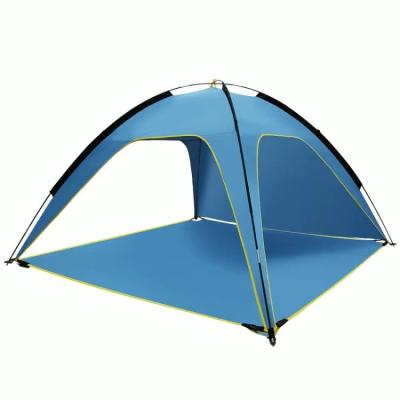 China Waterproof /Stocked Hot Selling Outdoor UV/Noise Protection 4 Person Beach Tent Sun Shade Raincoat 3 Sided Ventilation Beach Tent for sale