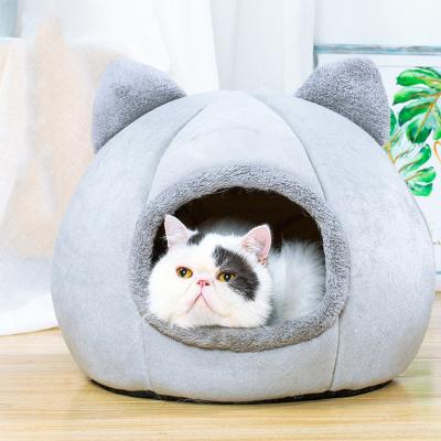 China Wholesale Viable Customize Solid Color Plush Winter Tent Keep Warm Small Cats Dog Pet Tent for sale