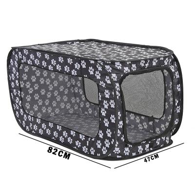 China Breathable Customize Dog Cat Anti Mosquito Paw Print Pattern Outdoor Breathable Pet Tent Portable Nest Tent for sale