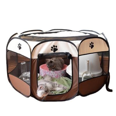 China Breathable High Quality Portable Indoor Outdoor Exercise Dog Cage Pet Playpen Cloth Oxford Octagon Foldable Pet Cage for sale