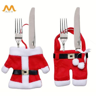 China Many New Year Table Decoration Christmas Fork Bag Cutlery Spoon Christmas Knife Cover and Fork Holder for sale