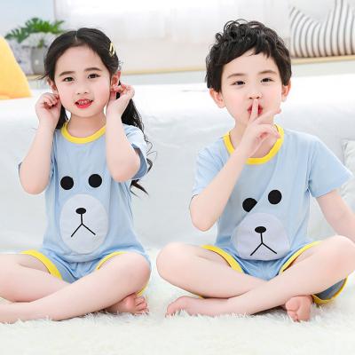 China QUICK DRY Children's Boys Summer Cartoon Children's Princess Baby Costume Thin Pajamas Home Wear Round Short Sleeve Maids for sale