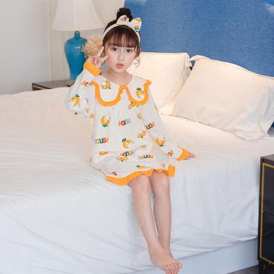 China QUICK DRY cotton girls summer thin cartoon long-sleeved princess pajamas nightgown kids little girl children's home service for sale