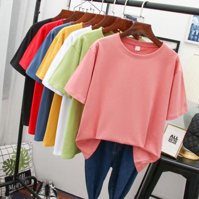 China Wholesale Loose High Quality 100% Short Sleeve Cotton Crew Neck Women Anti-Wrinkle Mask T-shirt With Private Label for sale