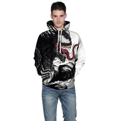 China Windproof Men's Hoodies Sweatshirt Black Hooded Digital Printed Couple's Sweater Polyester Spandex Sweatshirt for sale