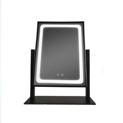 China Modern Tabletop Desk Touch Sensor Switch Iron Frame Hollywood Led Vanity Mirror for sale