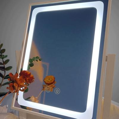 China Modern 360 Rotating Vanity Mirror for Making up LED Desktop Hollywood Mirror Support Customization for sale