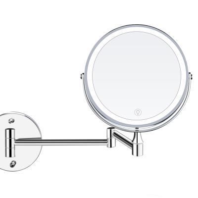 China Modern China Manufacturer High Quality Wall Mounted Magnifying Mirror With Led Light Hotel Bathroom Vanity Makeup Mirrors for sale