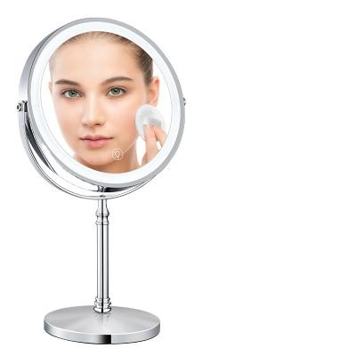 China Modern Custom Home Decoration Rechargeable Brightness Adjustable Double Sided Dimmable Magnifying Lighted Makeup Mirror for sale