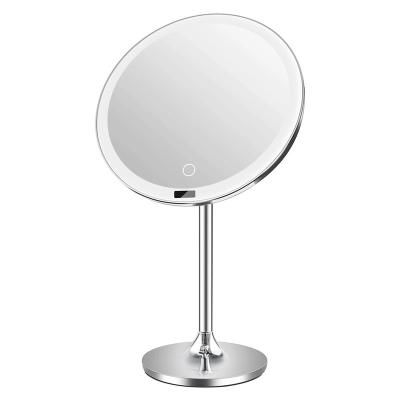 China Modern Portable makeup mirror with led light compact Family Makeup Mirror 10x magnifying metal frame fancy vanity mirror with lights for sale