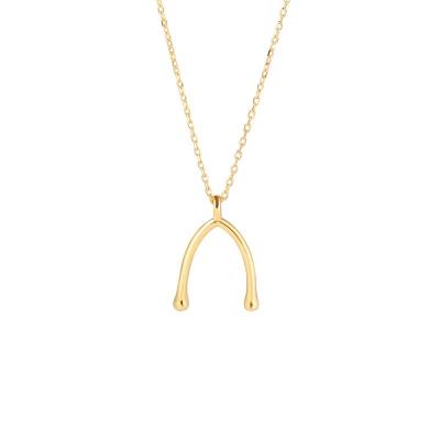 China Amazon Collection 18k Non-fading Gold Plated 925 Sterling Silver Wishbone Pendant Necklace for sale