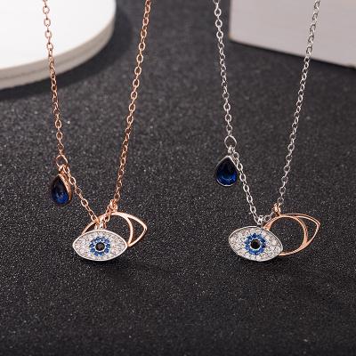 China Fashion Famous Custom Jewelry Devil Women Brands Evil Eye Charms Zircon Diamond Pendants 925 Sterling Silver Necklace For SWA for sale