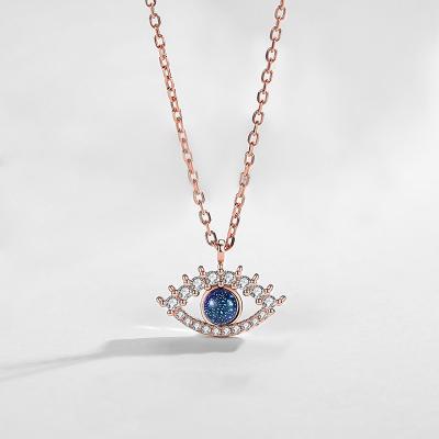 China Fast Delivery Tasty Elegant Evil Eye Charms Necklace 925 Sterling Silver Rose Gold Plated Gemstone Devil's Eye Pendant Choker for sale