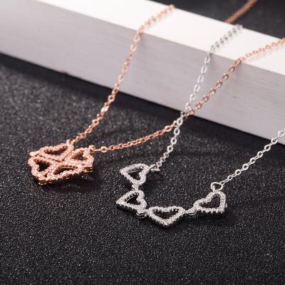 China New Design Detachable Sterling Silver Magnetic Four Leaf Clover Heart Shaped Necklace Jewelry Girls Nickel Free 925 Lovely for sale